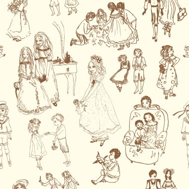 Çocuklar oynarken arka plan sorunsuz. çizilmiş vektör illustr el