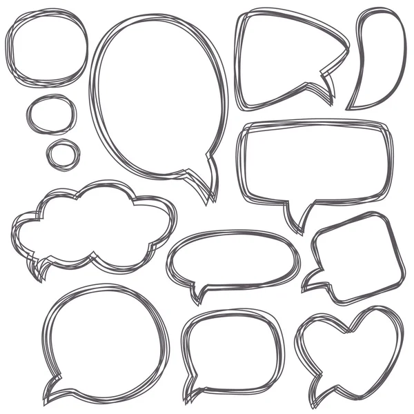 Doodle speech bubbles. Different sizes and forms. Vector illustr — Stock Vector