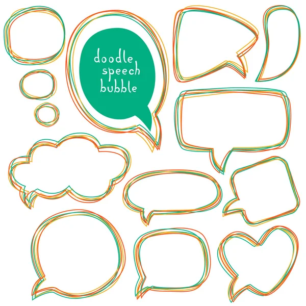 Doodle speech bubbles. Different sizes and forms. Vector illustr — Stock Vector