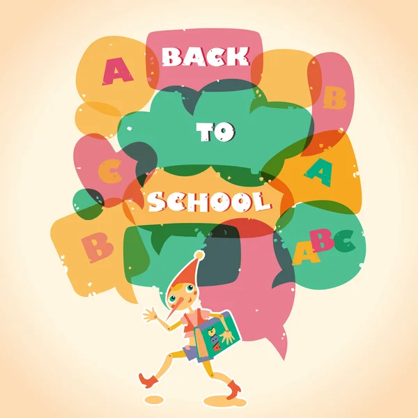 Back to school speech bubble. Hero of fairy story. Template for — Stock Vector