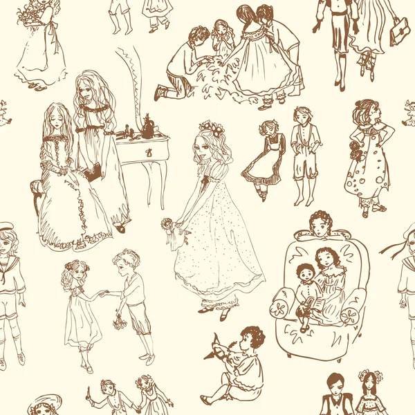 Çocuklar oynarken arka plan sorunsuz. çizilmiş vektör illustr el