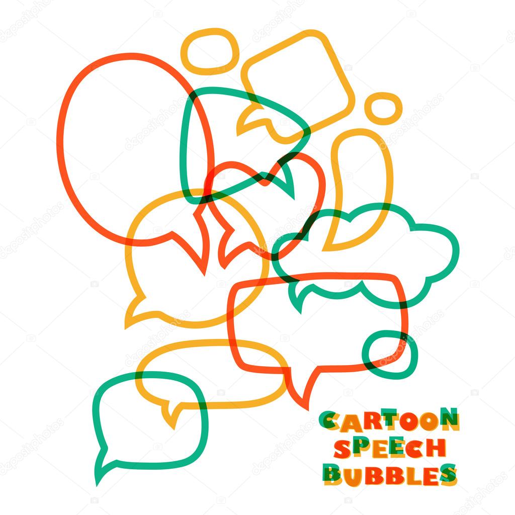 Cartoon speech bubbles. Different sizes and forms. Vector illust