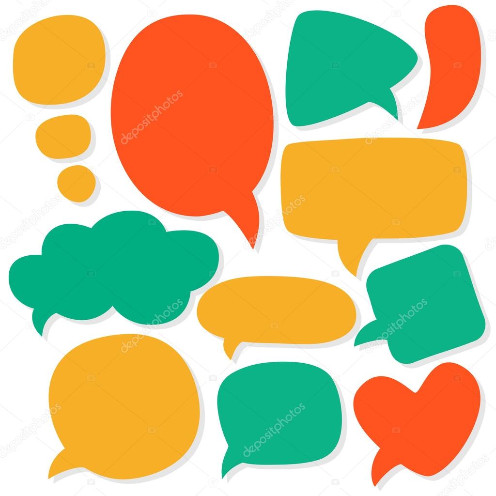 Cartoon speech bubbles. Different sizes and forms. Vector illust