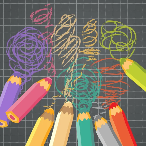 Schulhintergrund mit Bleistiften. — Stockvektor