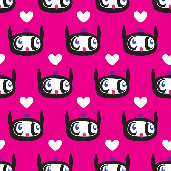 Hibou coeur fond sans couture — Image vectorielle