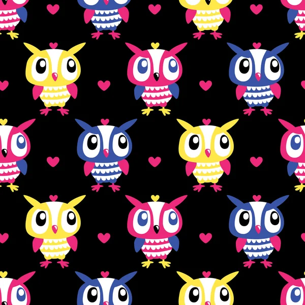 Owl Heart Seamless background — Stock Vector