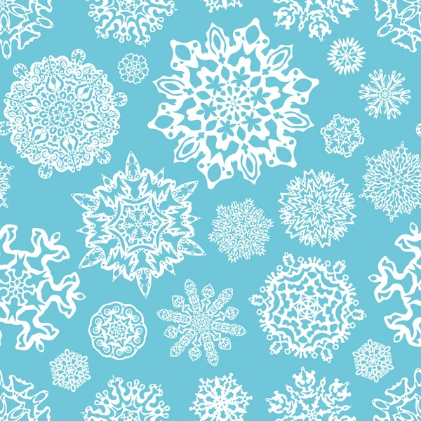 Flocons de neige fond sans couture . — Image vectorielle