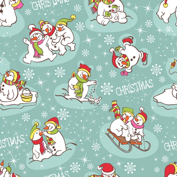 Snowman seamless pattern. — Stock Vector