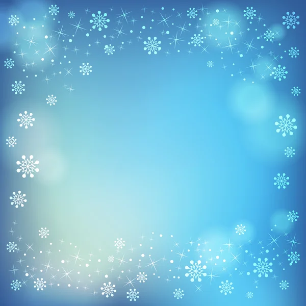 Copos de nieve de invierno y fondo de reflejos suaves . — Vector de stock