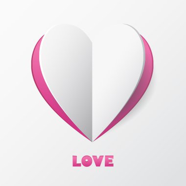 Kağıt kalp aşk kartı. şablon tasarımı tebrik kartı, düğün davetiyesi