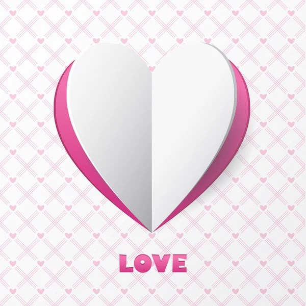 Paper Heart Love Card. Template for design greeting card, wedding invitation — Stock Vector