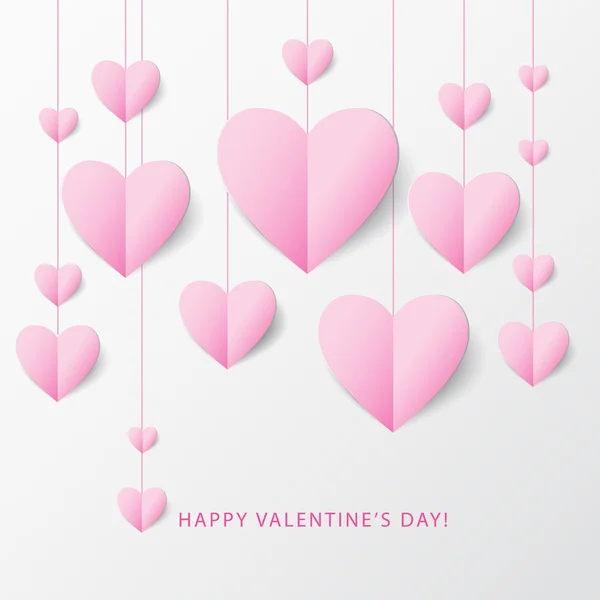 Tarjeta de felicitación del día de San Valentín con corazón de papel . — Vector de stock