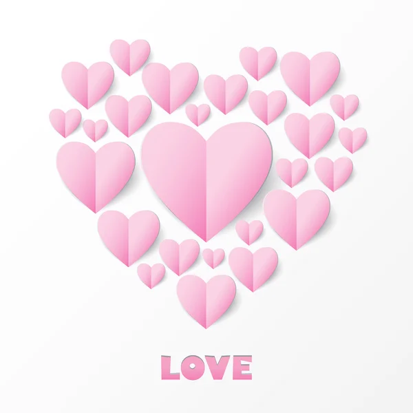 Papper hjärta kärlek kort. mall för design gratulationskort, bröllop kort — Stock vektor