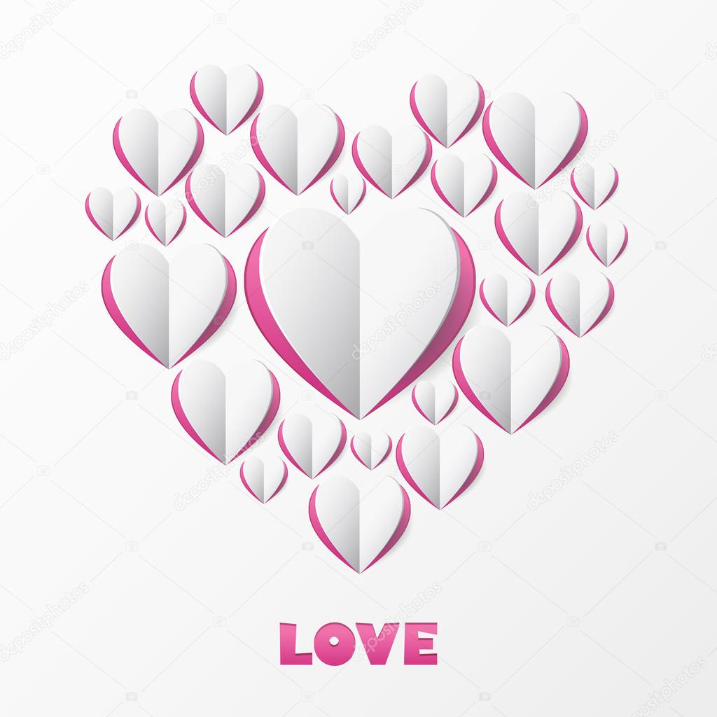 Paper Heart Love Card. Template for design greeting card, wedding Within Pop Out Heart Card Template