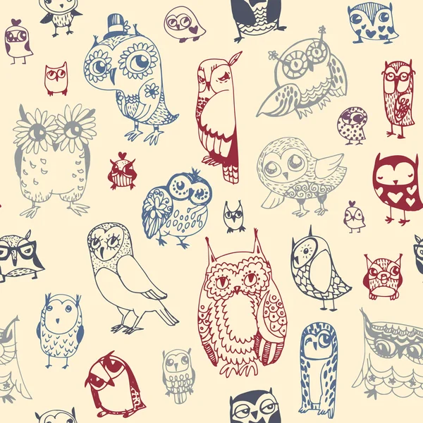 Hibou fond sans couture — Image vectorielle