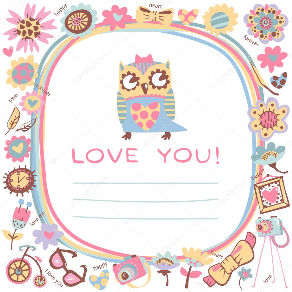 Owls Love cute background.
