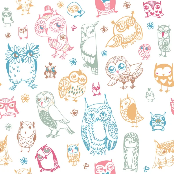 Owl seamless background. — Stock Vector