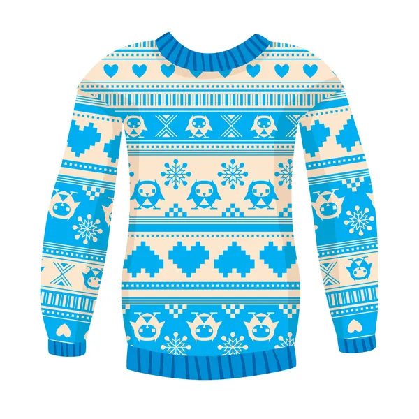 올빼미와 마음 따뜻한 스웨터 — 스톡 벡터