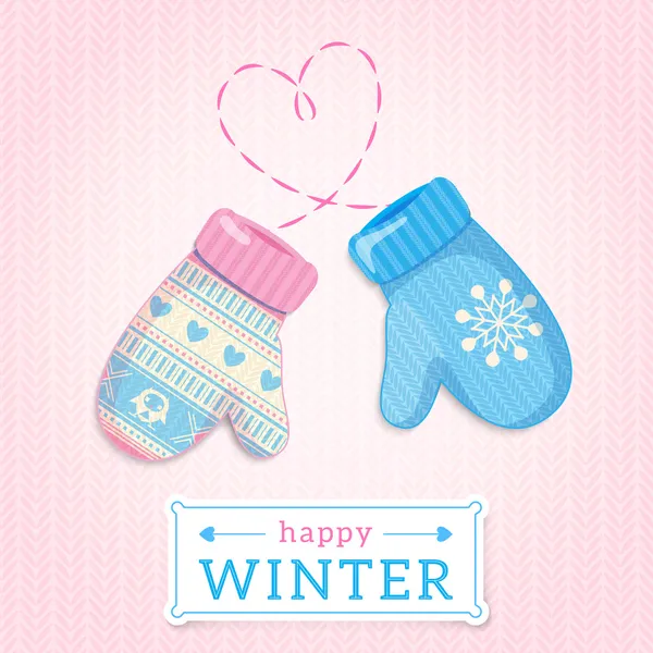 Mittens. mutlu kış illüstrasyon.
