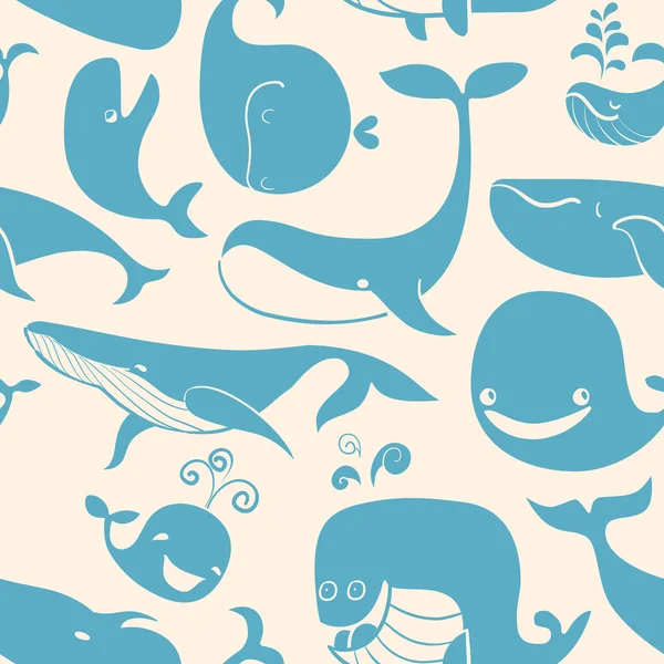 Whale. Seamless pattern. — Stock Vector