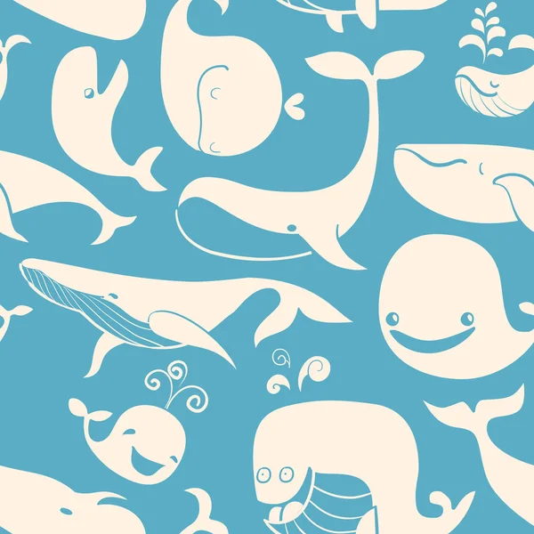 Whale. Seamless pattern. — Stock Vector