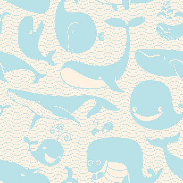 Whale. Seamless pattern. — Stock Vector