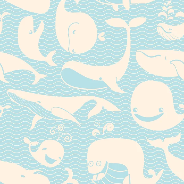 Walvis. naadloze patroon. — Stockvector