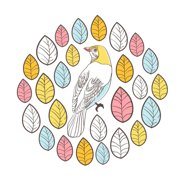 Birds and leaves. — Stock Vector