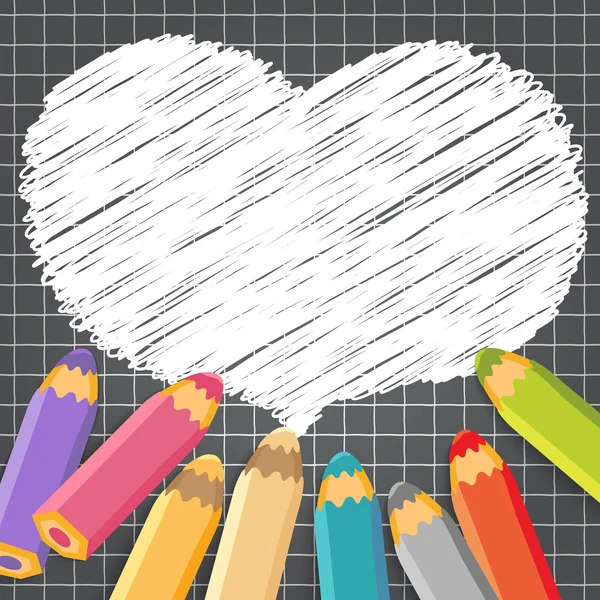 Heart speech bubble with pencils. — Stock Vector