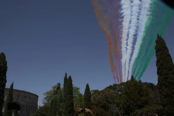 Die Dreifarbigen Pfeile Symbol Der Militärparade Vom Juni Dem Tag — Stockfoto
