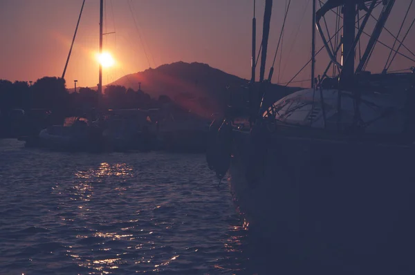 Панорамний Вид Порту Марина Ольбія Яхт Марина Заході Сонця — стокове фото