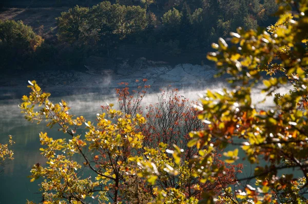 Paesaggio Lago Fiastra Nelle Marche Provincia Macerata — Foto Stock