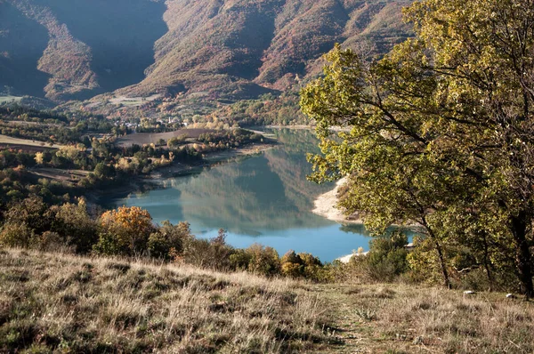 Paesaggio Lago Fiastra Nelle Marche Provincia Macerata — Foto Stock