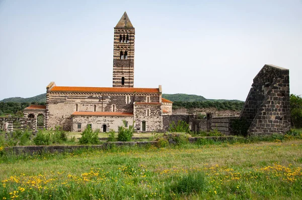 Bazilika Nejsvětější Trojice Saccargia Románský Kostel Nachází Obci Codrongianos Provincii — Stock fotografie
