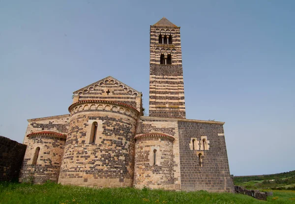 Bazilika Nejsvětější Trojice Saccargia Románský Kostel Nachází Obci Codrongianos Provincii — Stock fotografie