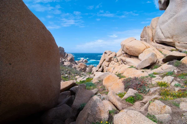 Kilátás Capo Testa Tengerpartjára Santa Teresa Gallura — Stock Fotó