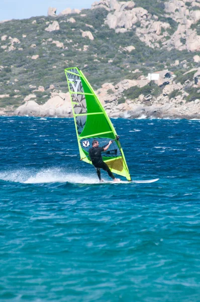 Porto Pollo Itália Abril 2020 Atividades Windsurf Ilha Maddalena Mar — Fotografia de Stock