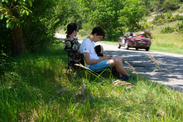 Urbino Italia Jun 2022 Gente Localiza Viejo Coche Carreras Rally — Foto de Stock