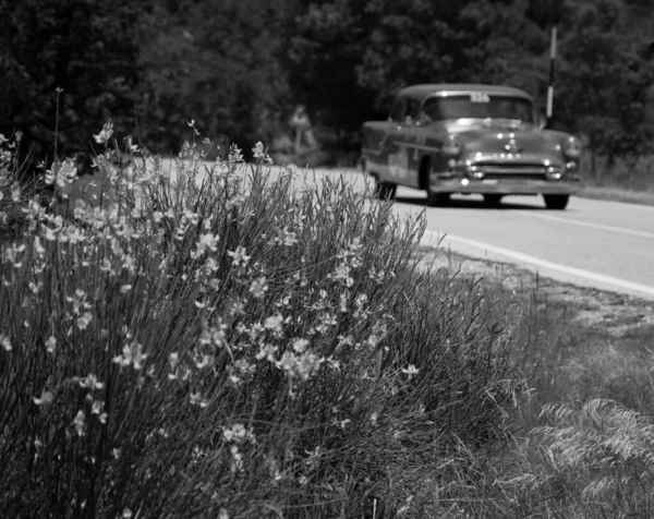 Urbino Włochy Czerwca 2022 Oldsmobile 5300 1954 Starym Samochodzie Wyścigowym — Zdjęcie stockowe