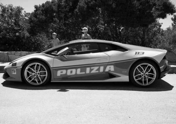 Poltu Quatu Włochy 2022 Lamborghini Huracan Polizia Italiana Poltu Quatu — Zdjęcie stockowe