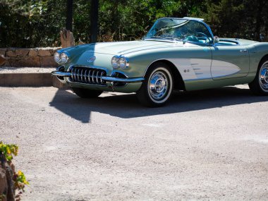 POLTU QUATU - ITALY - JUL 9 - 2022 : Corvette C1 SPIAGGINA Poltu Quatu Classic