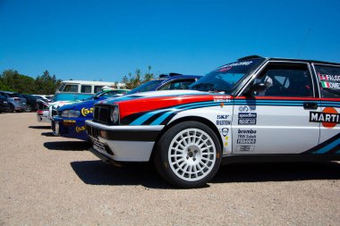 POLTU QUATU - ITALY - JUL 9 - 2022 : lancia delta integrale 4wd martini rally Poltu Quatu Classic