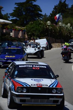 POLTU QUATU - ITALY - JUL 9 - 2022 : lancia delta integrale 4wd martini rally Poltu Quatu Classic
