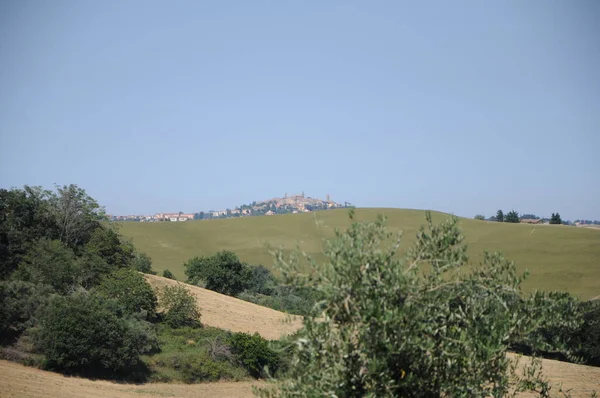 Landscape Village Mondavio Province Pesaro Urbino Marche Region Italy — Stok Foto