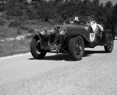 URBINO - ITALY - JUN 16 - 2022 : FIAT 514 MM 1930 on an old racing car in rally Mille Miglia 2022 the famous italian historical race (1927-1957
