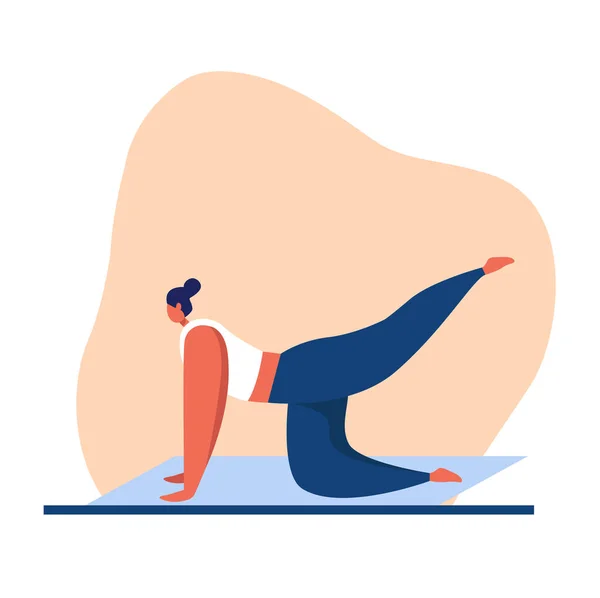 Mujer Haciendo Ejercicios Gimnasio Vector Ilustración Plana Mujer Atlética Entrenamiento — Vector de stock