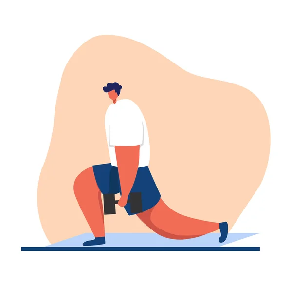 Мужчина Делает Упражнения Тренажерном Зале Векторной Плоской Иллюстрации Атлетик Тренировке — стоковый вектор