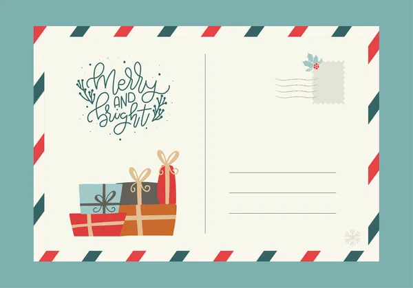 Cartão Postal Natal Branco Com Ilustrações Ilustração De Stock
