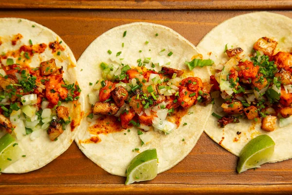 Closeup Tacos Typical Mexican Food Seen — Stock Photo, Image