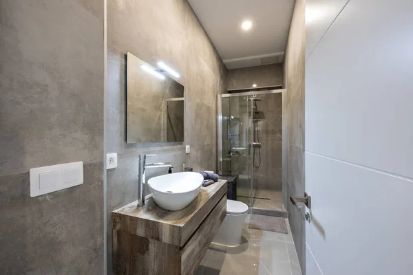 Světlý Moderní Koupelna Interiér — Stock fotografie